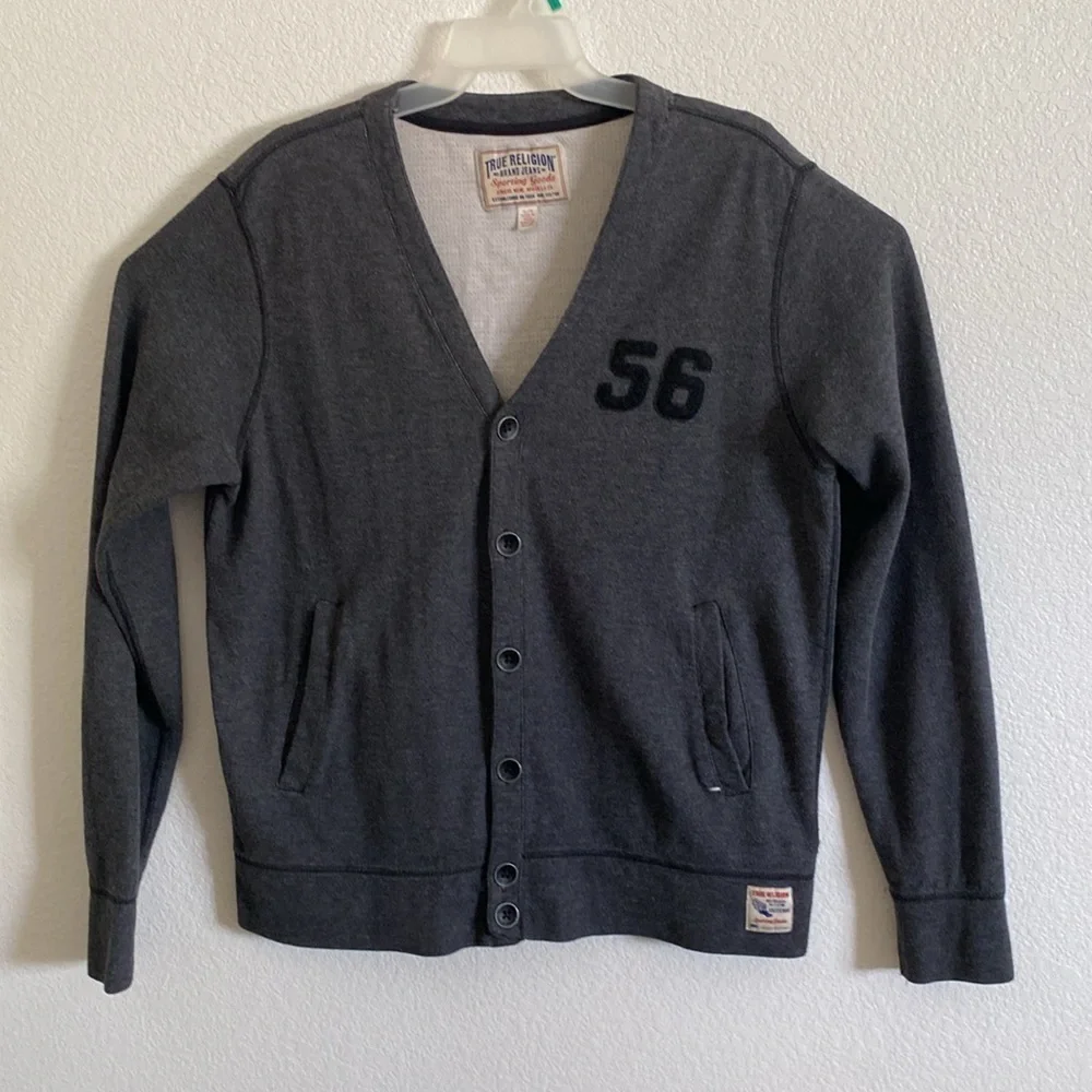 True Religion Charcoal Gray Cardigan Size XL